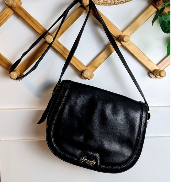 Givenchy Handbags - GIVENCHY VINTAGE BLACK LEATHER CROSSBODY HANDBAG PURSE RARE